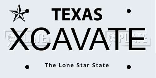 XCAVATE Texas License Plate