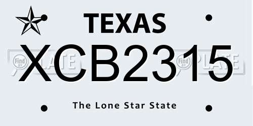 XCB2315 Texas License Plate