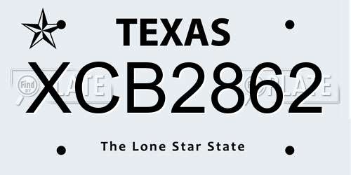 XCB2862 Texas License Plate
