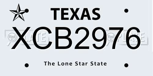 XCB2976 Texas License Plate