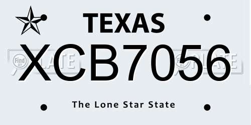 XCB7056 Texas License Plate