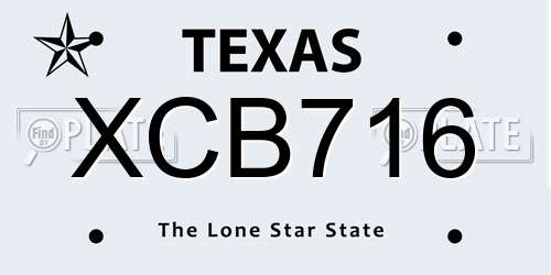 XCB716 Texas License Plate