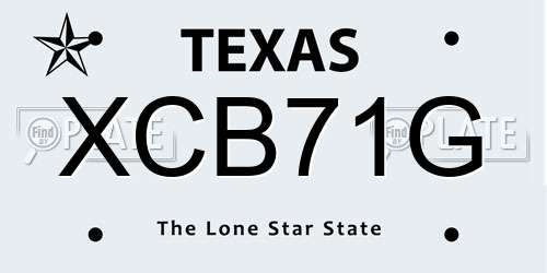 XCB71G Texas License Plate