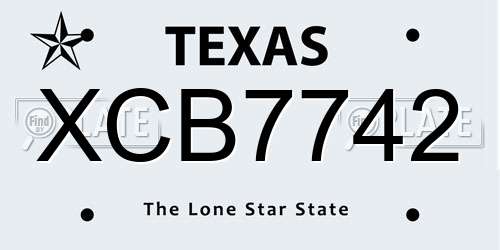 XCB7742 Texas License Plate