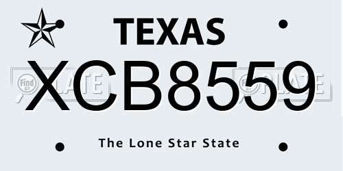 XCB8559 Texas License Plate