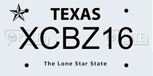 XCBZ16 Texas License Plate