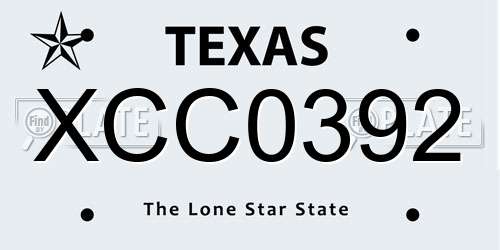 XCC0392 Texas License Plate