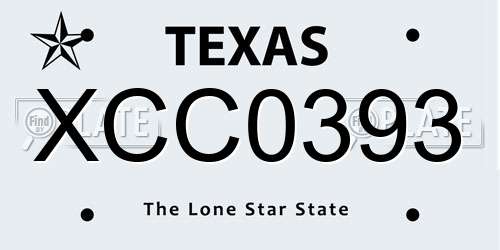 XCC0393 Texas License Plate