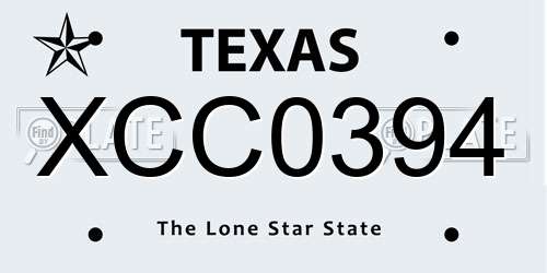 XCC0394 Texas License Plate