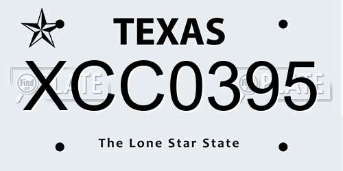 XCC0395 Texas License Plate