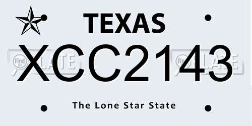 XCC2143 Texas License Plate