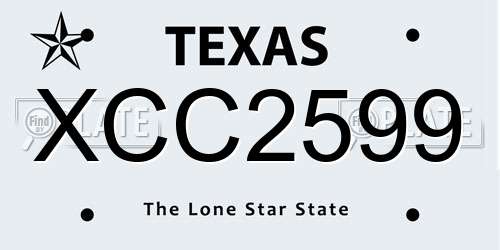 XCC2599 Texas License Plate