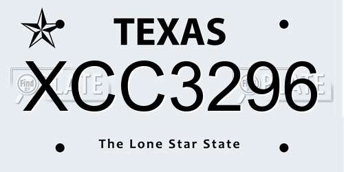 XCC3296 Texas License Plate