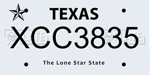 XCC3835 Texas License Plate