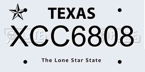 XCC6808 Texas License Plate