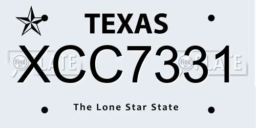 XCC7331 Texas License Plate