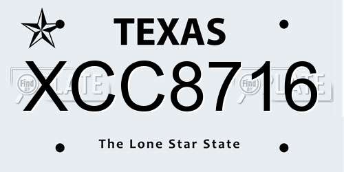 XCC8716 Texas License Plate