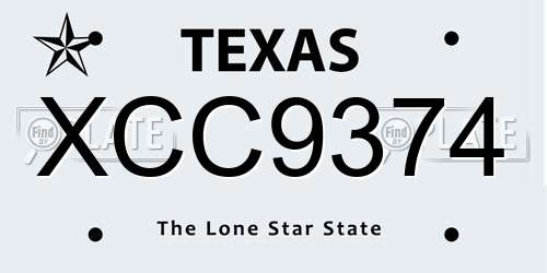 XCC9374 Texas License Plate