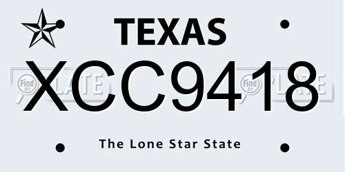 XCC9418 Texas License Plate
