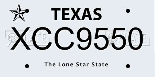 XCC9550 Texas License Plate