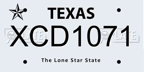 XCD1071 Texas License Plate
