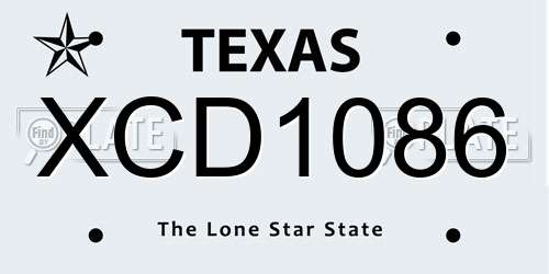 XCD1086 Texas License Plate