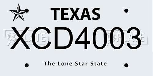 XCD4003 Texas License Plate