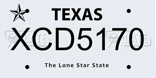 XCD5170 Texas License Plate