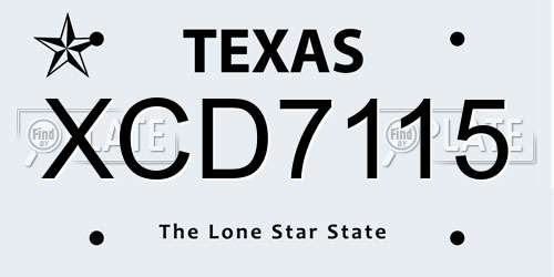 XCD7115 Texas License Plate
