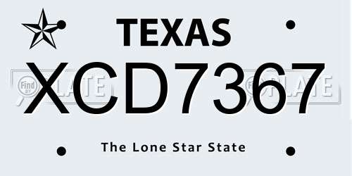 XCD7367 Texas License Plate