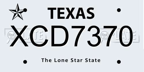 XCD7370 Texas License Plate
