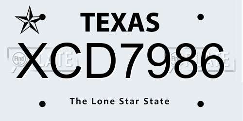 XCD7986 Texas License Plate