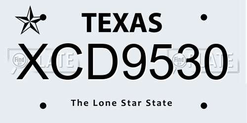 XCD9530 Texas License Plate