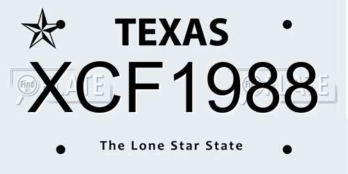 XCF1988 Texas License Plate