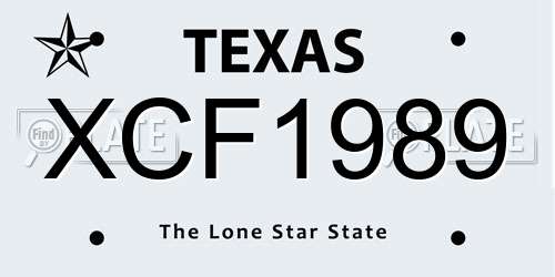 XCF1989 Texas License Plate