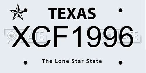 XCF1996 Texas License Plate