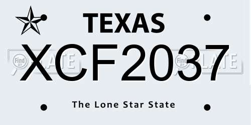 XCF2037 Texas License Plate