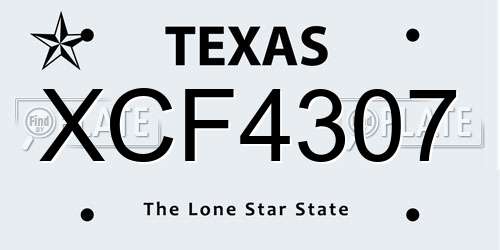XCF4307 Texas License Plate