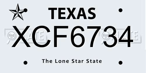 XCF6734 Texas License Plate