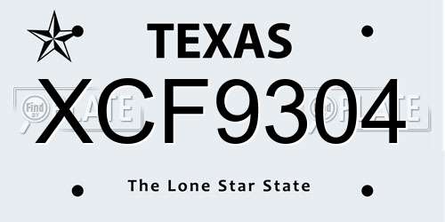 XCF9304 Texas License Plate