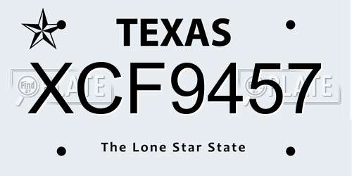 XCF9457 Texas License Plate