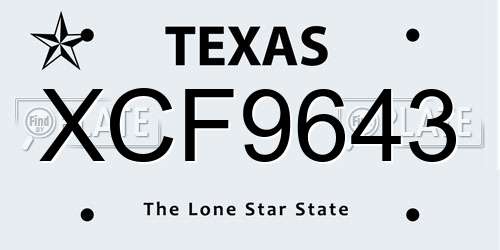 XCF9643 Texas License Plate