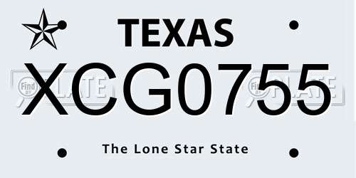 XCG0755 Texas License Plate