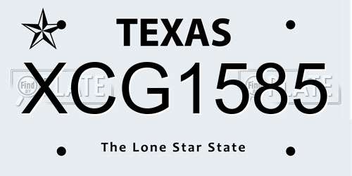 XCG1585 Texas License Plate