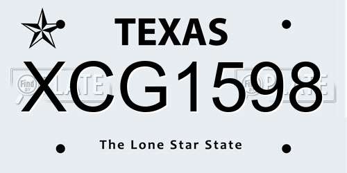XCG1598 Texas License Plate