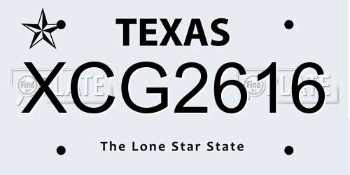 XCG2616 Texas License Plate