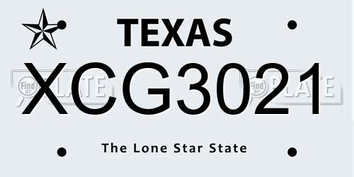 XCG3021 Texas License Plate