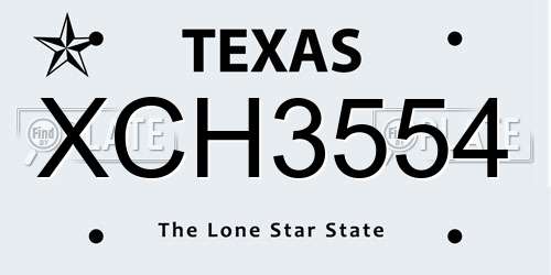 XCH3554 Texas License Plate