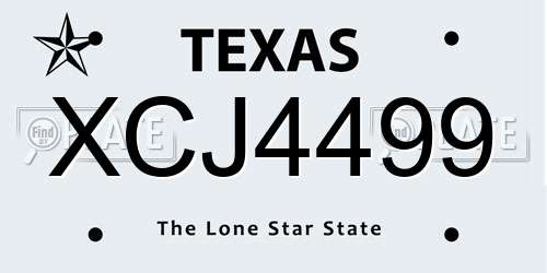 XCJ4499 Texas License Plate