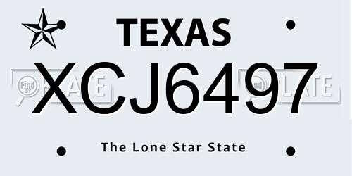 XCJ6497 Texas License Plate